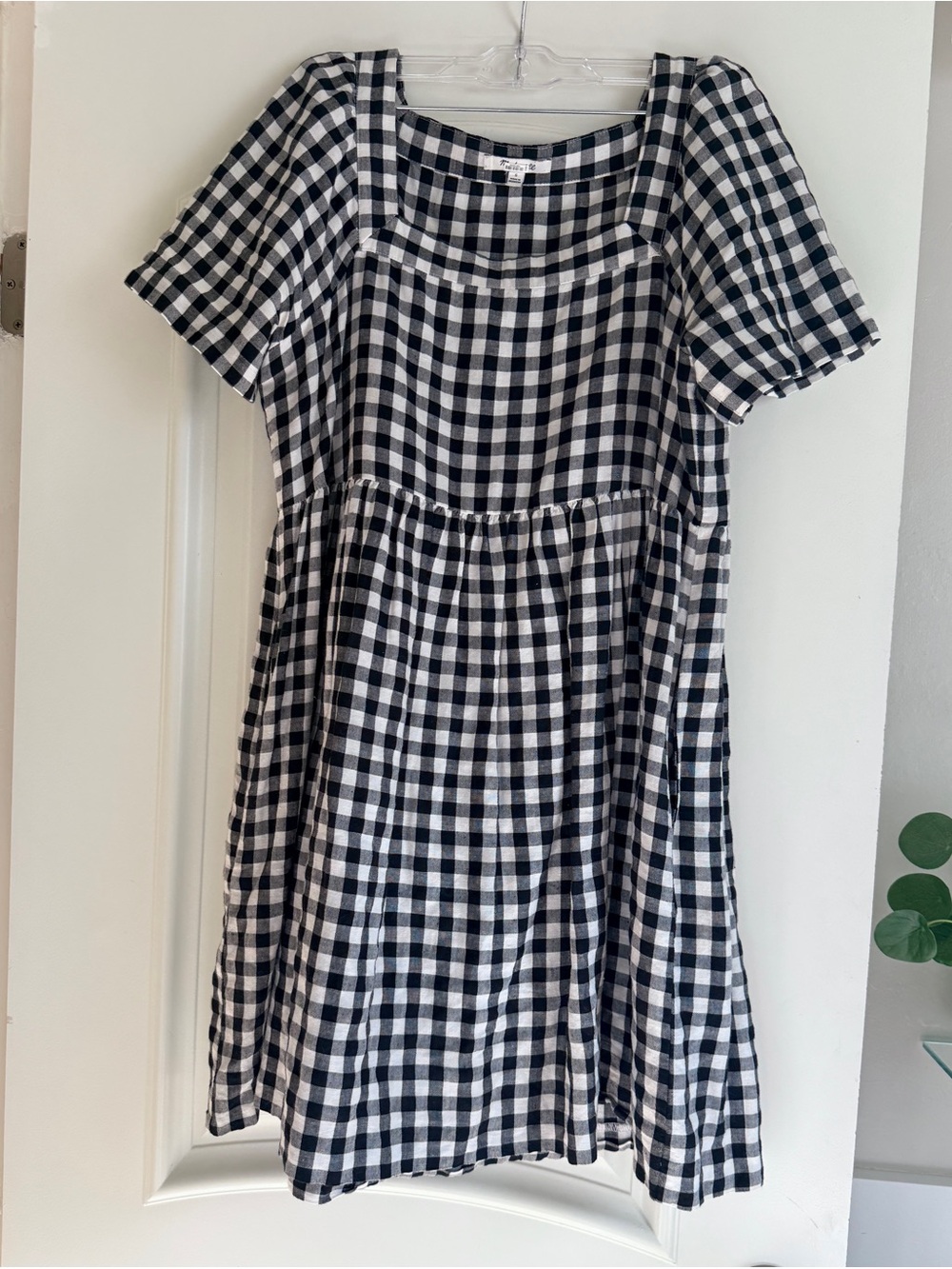 Madewell gingham Allie linen blend babydoll dress Small